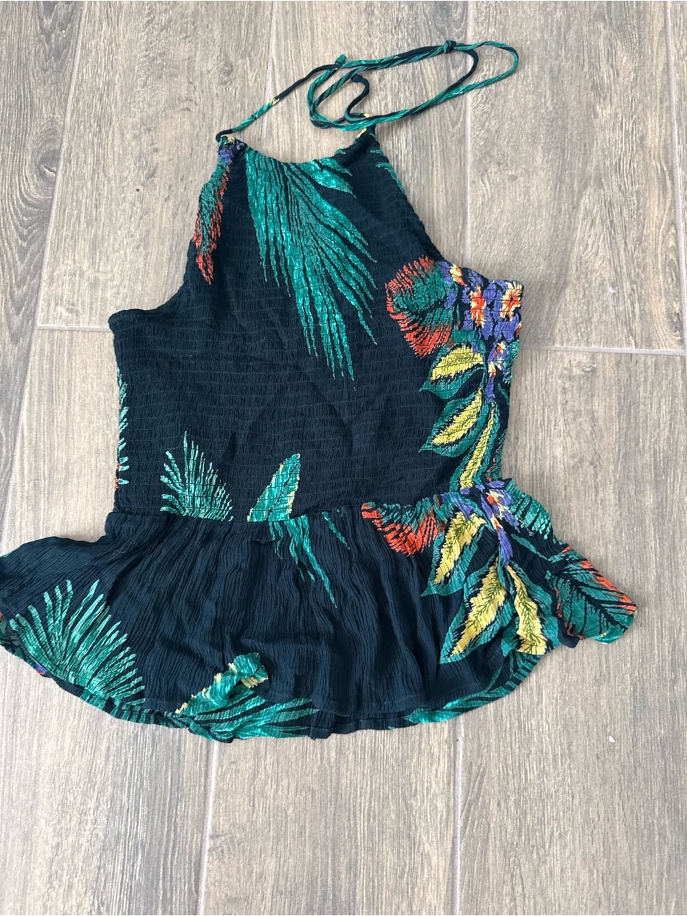 Patrons of Peace Green & Black Smocked Tube Top